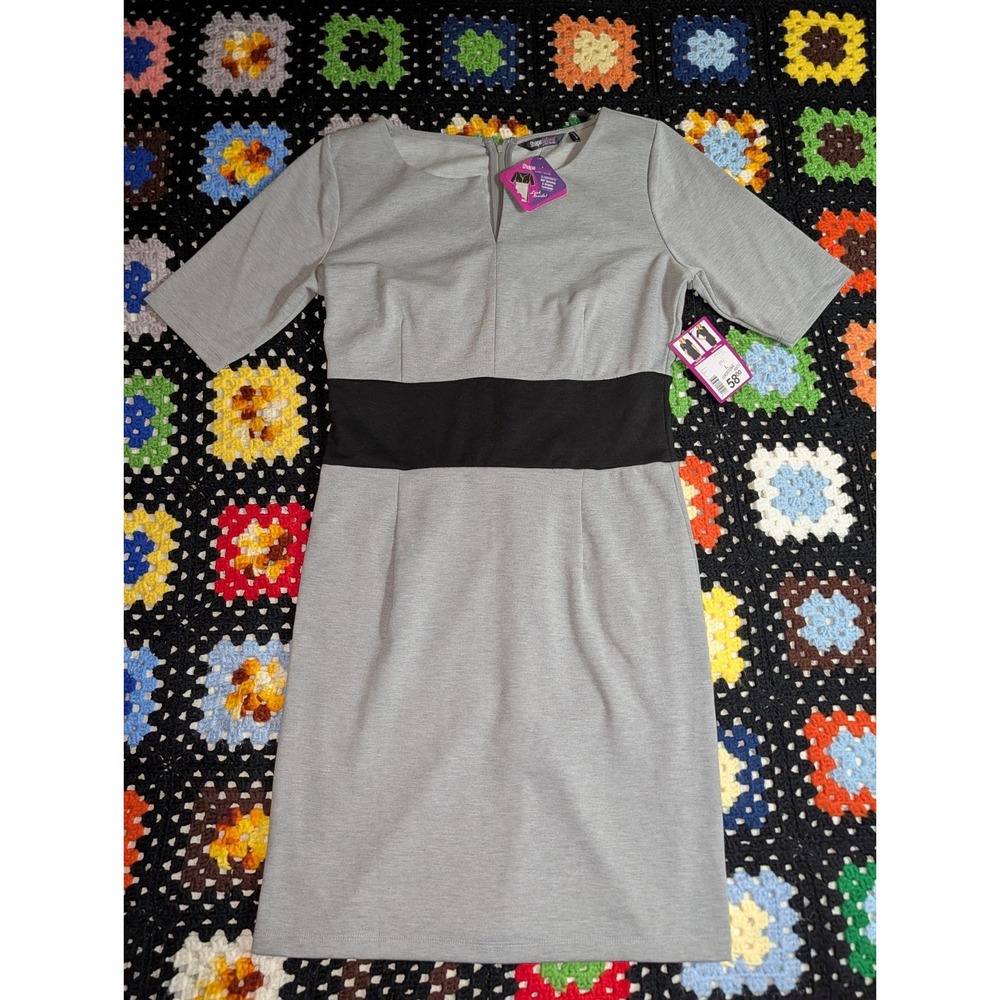 Shapesational Short Sleeve‎ Back Zip Mini Dress Gray Small Women's Size Large